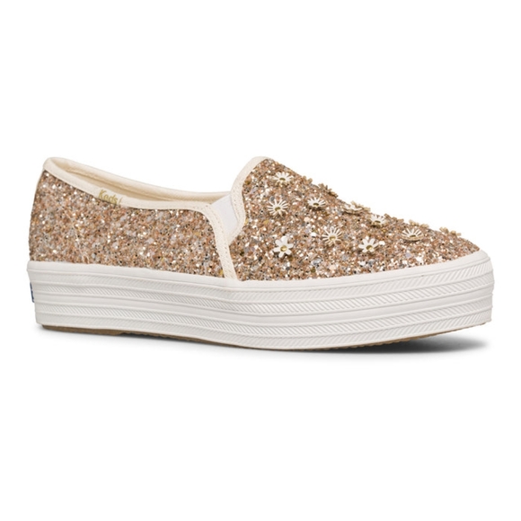 🌼 *Host Pick* NWT Keds Kate Spade glitter flower platform slip-on sneakers - Picture 3 of 6